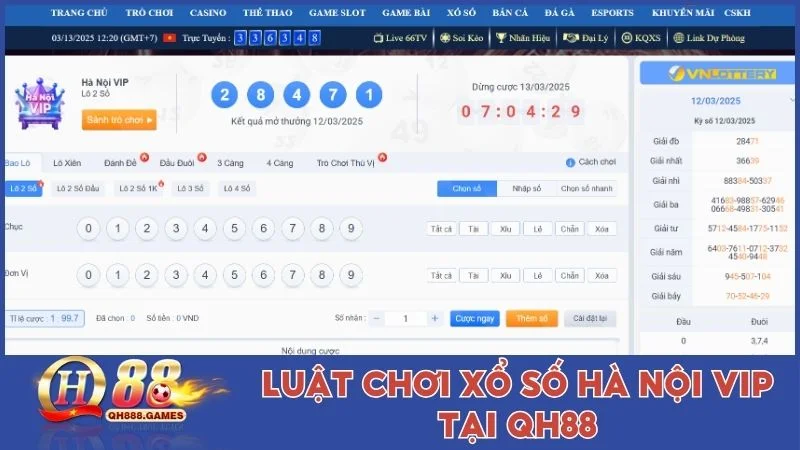 Luật chơi Xổ số Hà Nội Vip tại QH88
